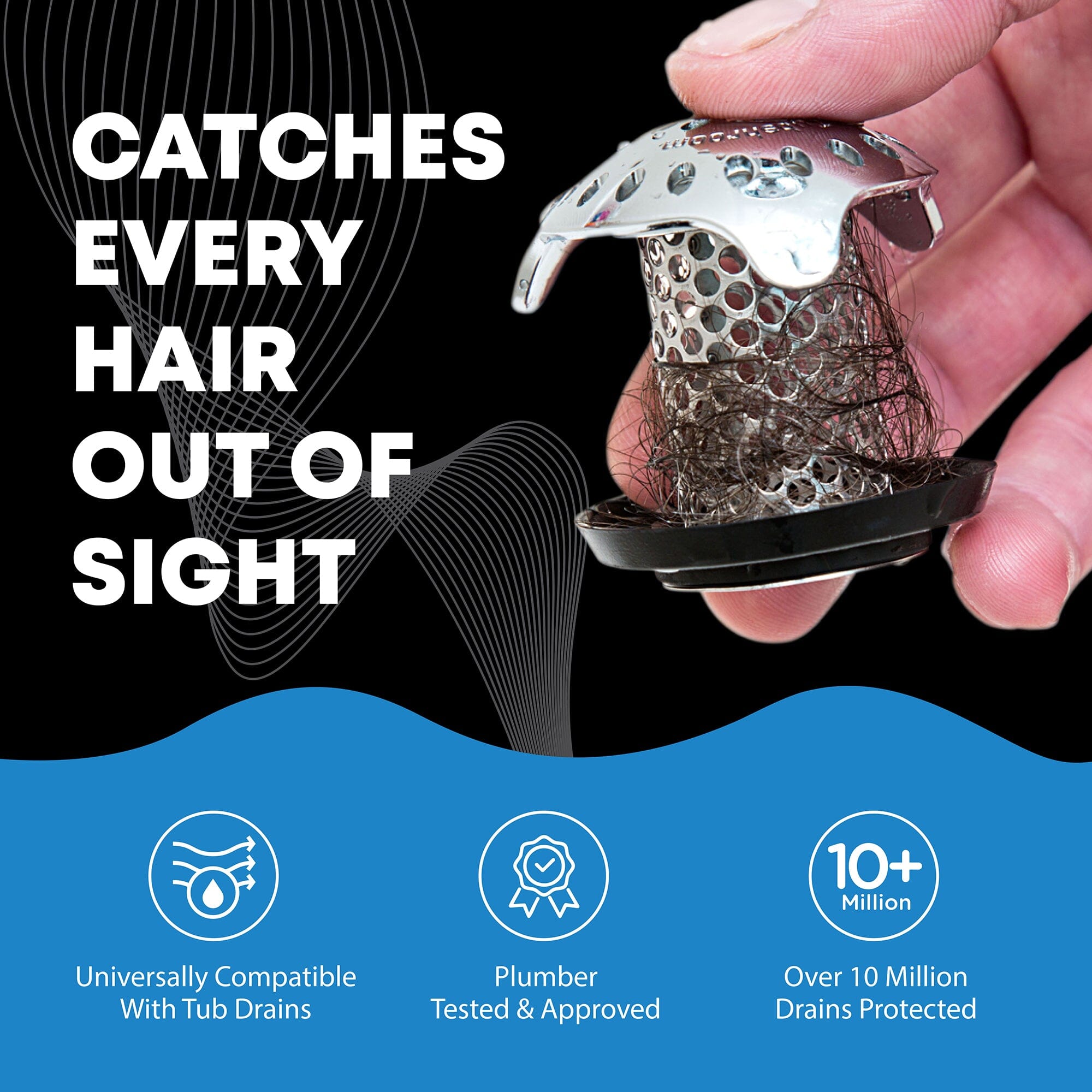 TubShroom Ultra (Stainless) Hair Catcher to Prevent Clogged Tub Drains