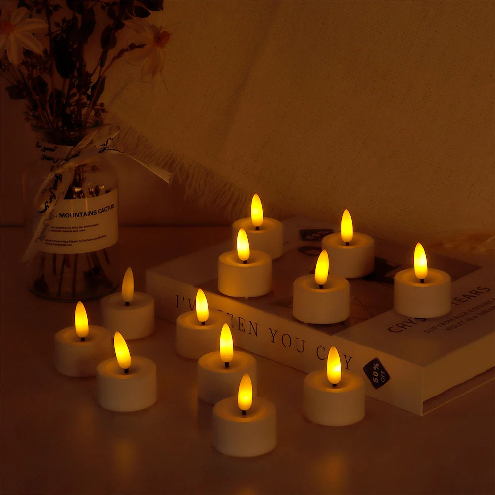 Set of 12  Flickering Flameless Candles(Warm White)