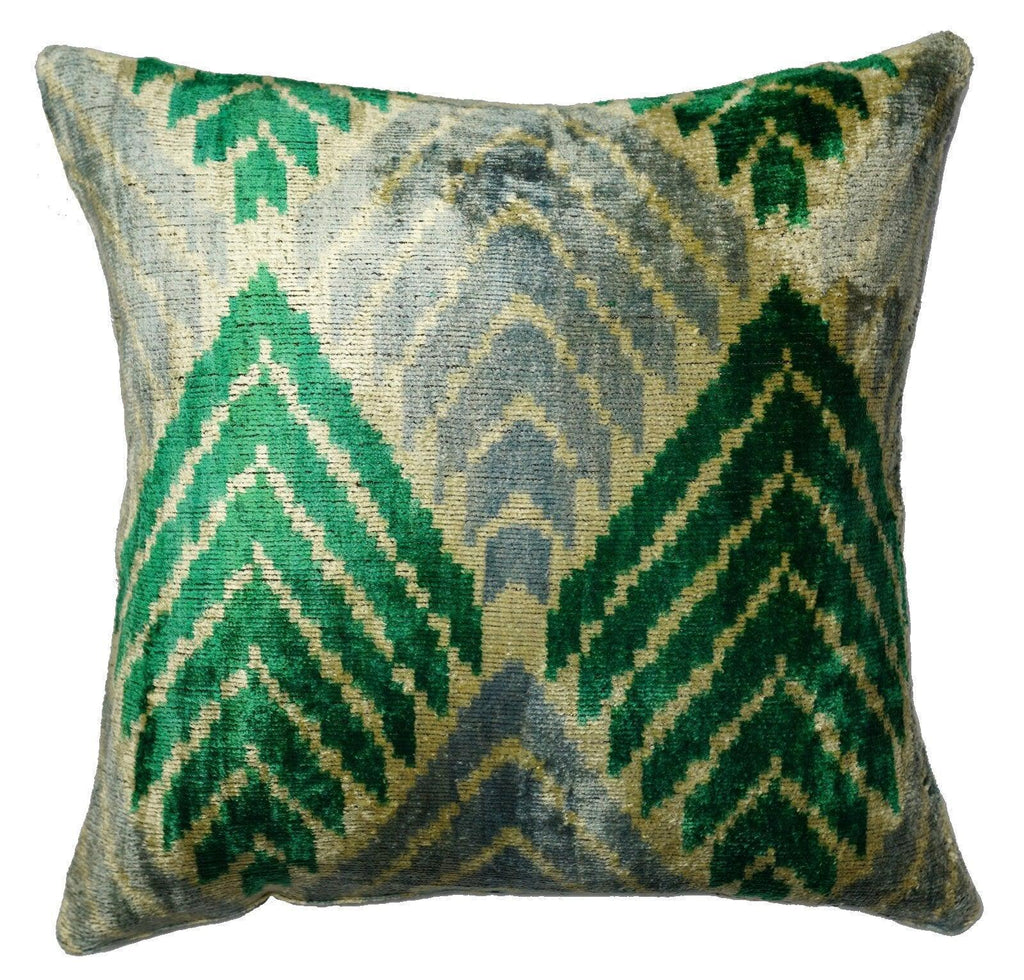 Canvello Unique Green Pillows + Down Insert 16"x16"